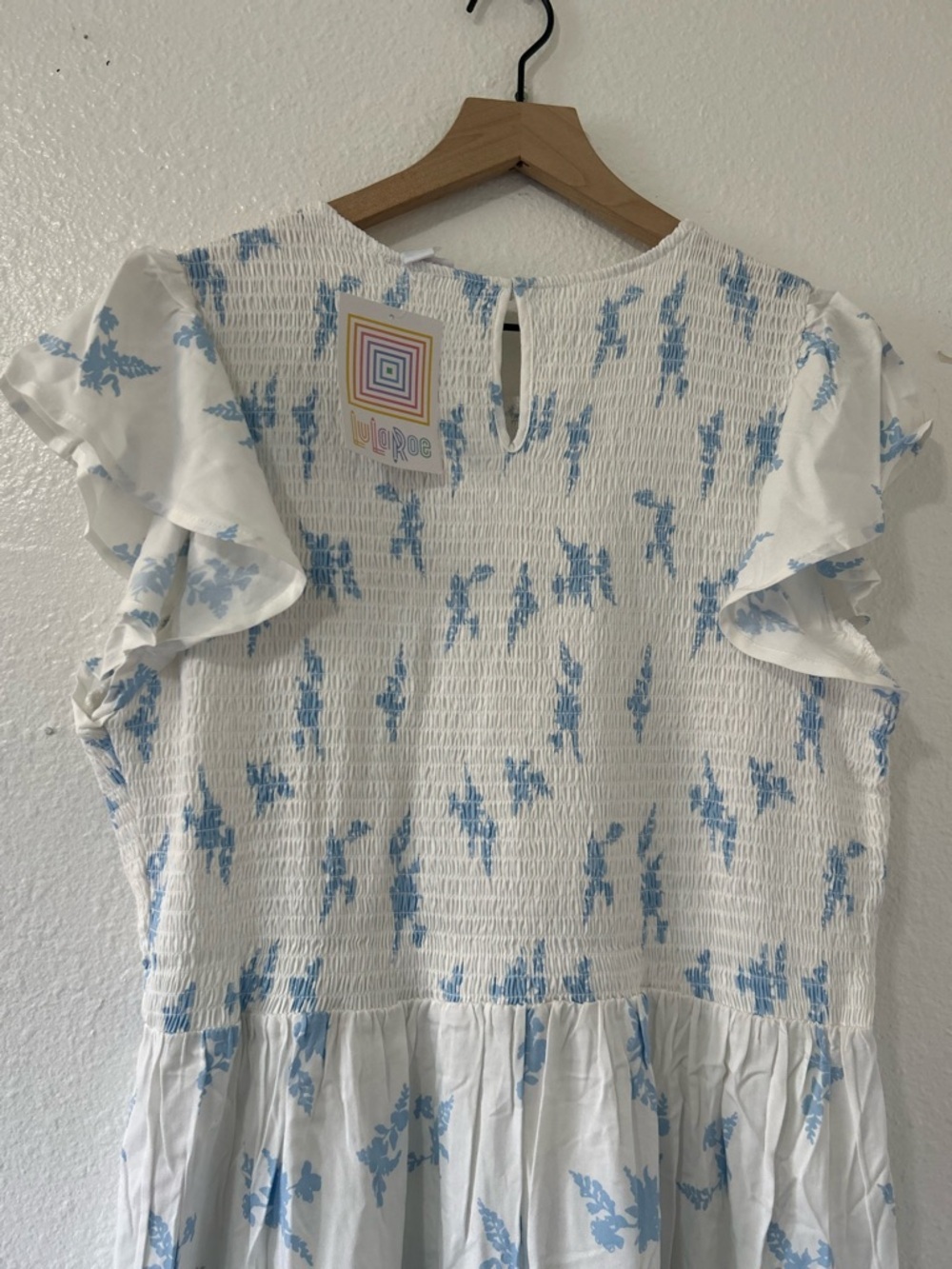 Lula Roe Grace dress white blue floral size XL - Picture 10 of 10